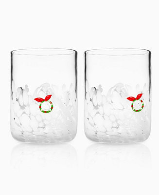 Wreath Double Old Fashioned Glasses, Set of 2 | Macy's
