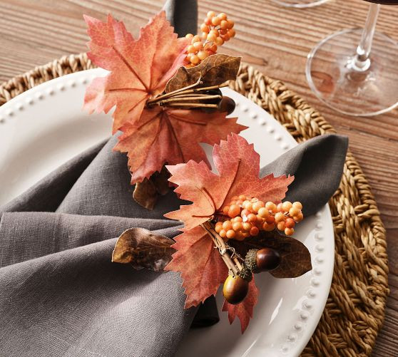 Fall Botanical Napkin Rings - Set of 4 | Pottery Barn (US)