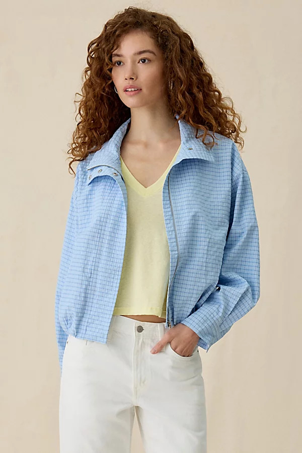 ASTR The Label Cooper Oversized Bomber Jacket in Blue Plaid, Women's at Urban Outfitters | Urban Outfitters (US and RoW)