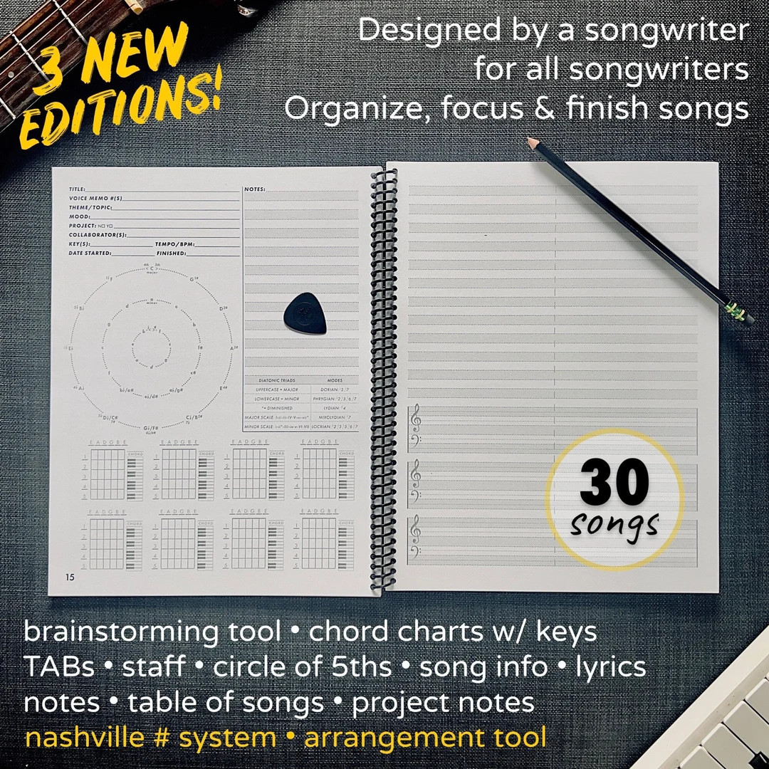 Personalized Songwriting Journal the SWURNL 30 SONGS Lyrics - Etsy | Etsy (US)