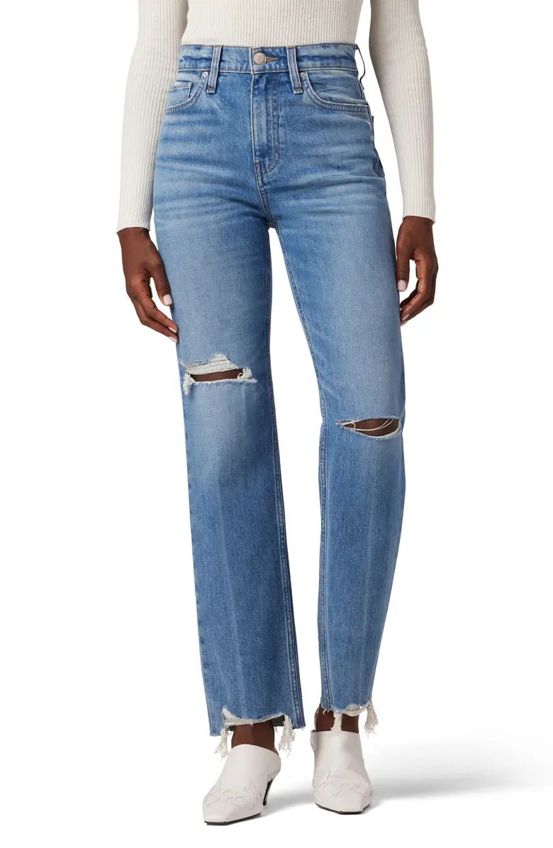 Hudson Jeans Remi High Waist Ripped Relaxed Straight Leg Jeans | Nordstrom | Nordstrom