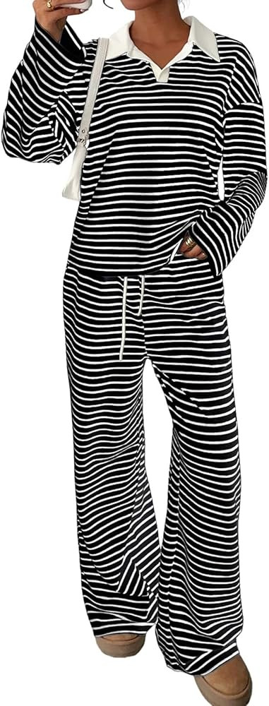 Sweetmoon 2 Piece Lounge Sets for Women Tall Oversized Sweatshirt Wide Leg Matching Pajamas Set A... | Amazon (US)