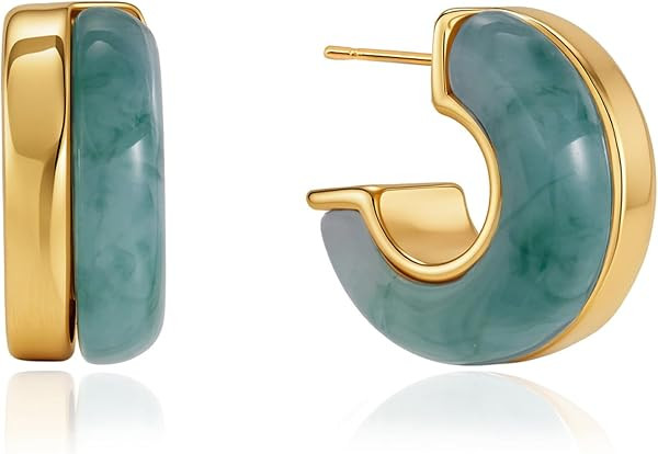 Acrylic Two Tone Chunky Statement Hoop Earrings for Women Trendy | Amazon (US)