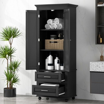Sevobal Decorative Storage Cabinets Modern Sideboard Cabinet with Doors and Shelves, for Living Room, Dining Room, Black, 24*15.7*62.5 | Target