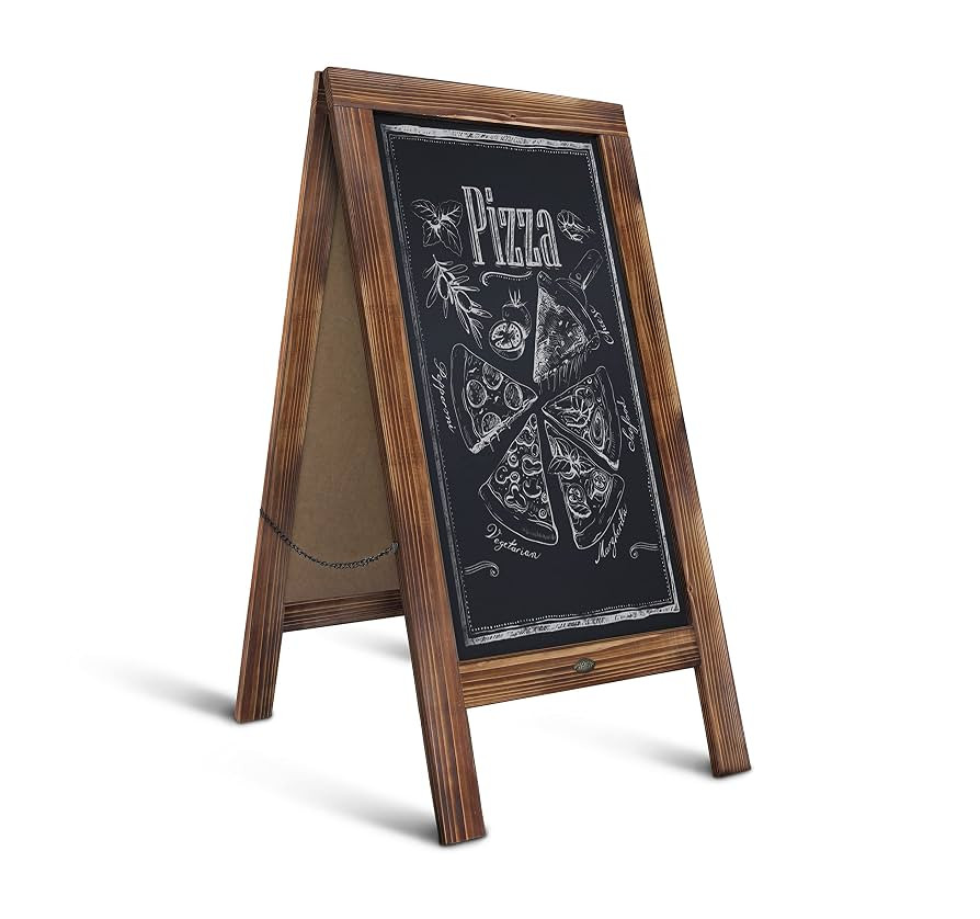 HBCY Creations A Frame Chalkboard 40x20 Solid Wood A-Frame Sign Rustic Brown Double-Sided Magneti... | Amazon (US)