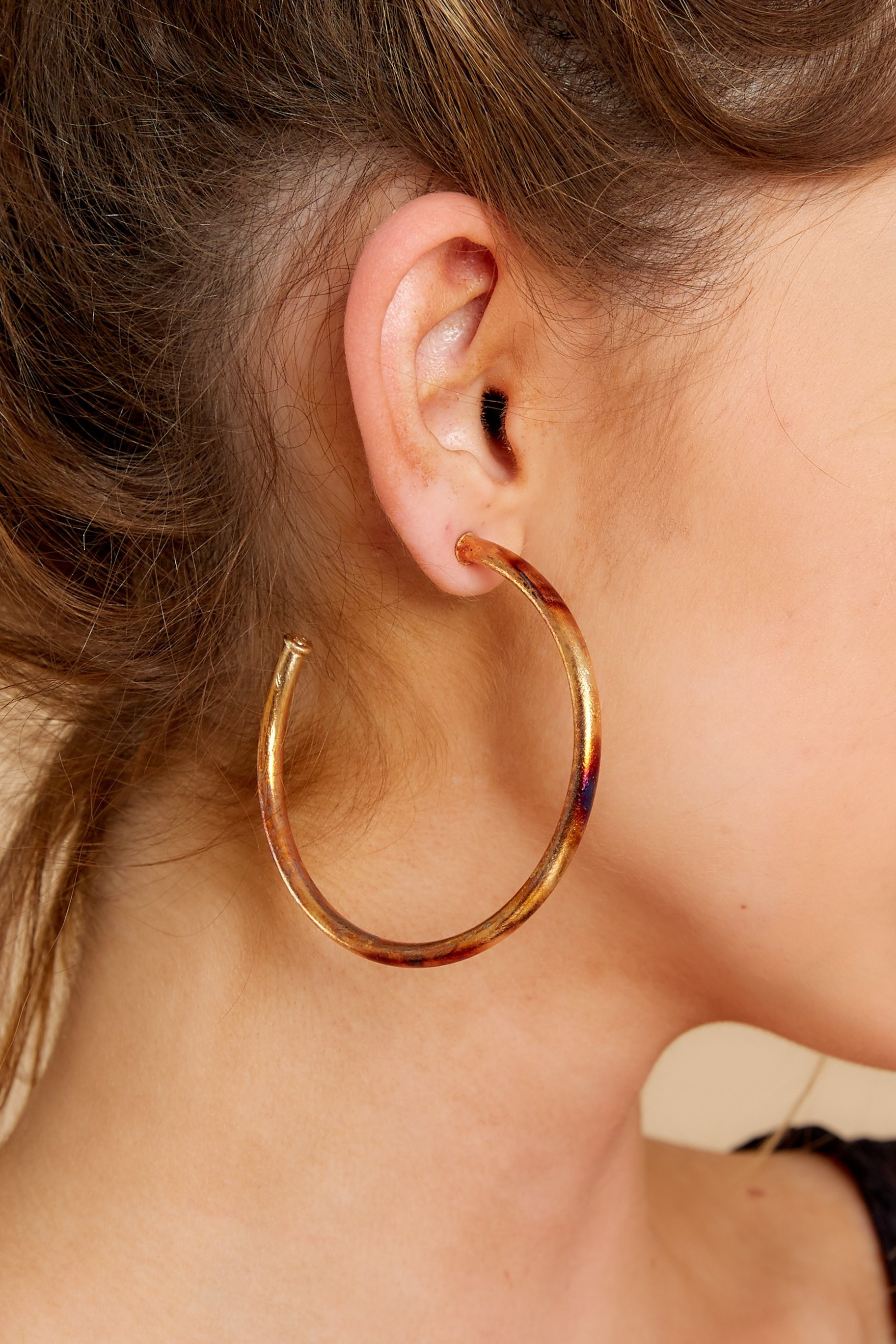 Everybody's Favorite Burnished Gold Hoop Earrings | Red Dress 