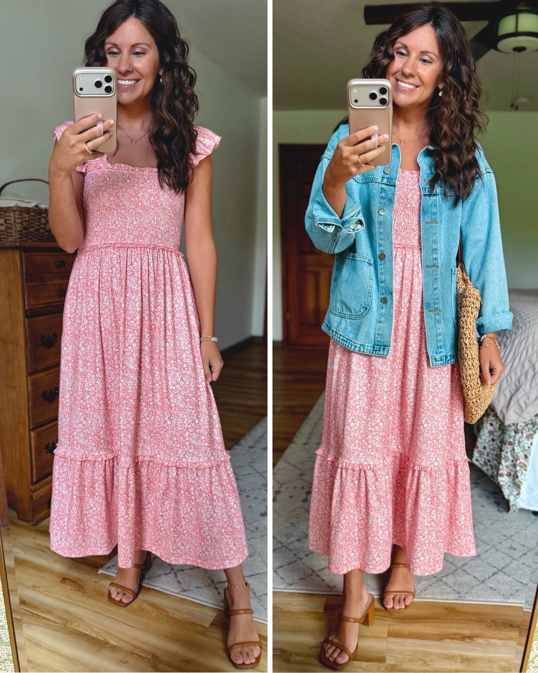 small in my dress and xs in my denim jacket. My heels are older so I linked similar💗🌸

#LTKSeasonal #LTKgrwm #LTKootd