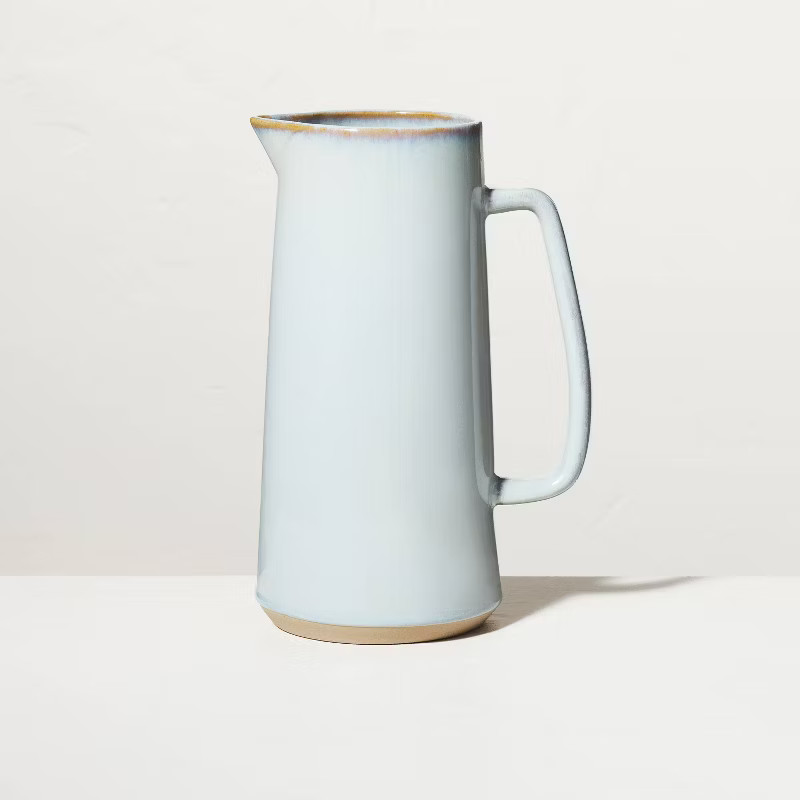 Large 85oz Glazed Stoneware Pitcher Light Blue - Hearth & Hand™ with Magnolia | Target