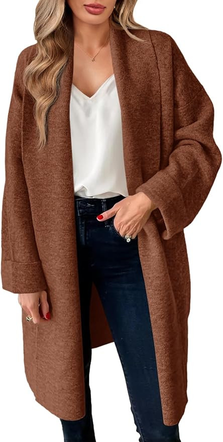 Saodimallsu Womens Long Cardigan Sweaters Chunky Open Front Oversized Slouchy Knit Fall Trendy Co... | Amazon (US)