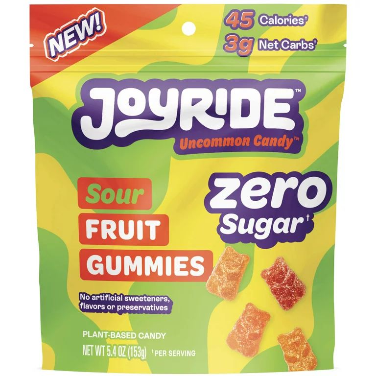 JOYRIDE Zero Sugar Sour Fruit Gummies, Low Calorie Vegan Gummy Candy, 5.4oz | Walmart (US)