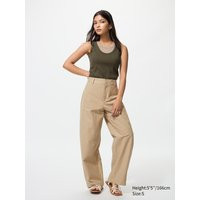 Uniqlo - Jersey Barrel Leg Trousers - Beige - M | UNIQLO (UK)