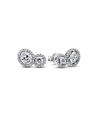 Pandora Sterling Silver Halo Stud Earrings - Macy's | Macy's