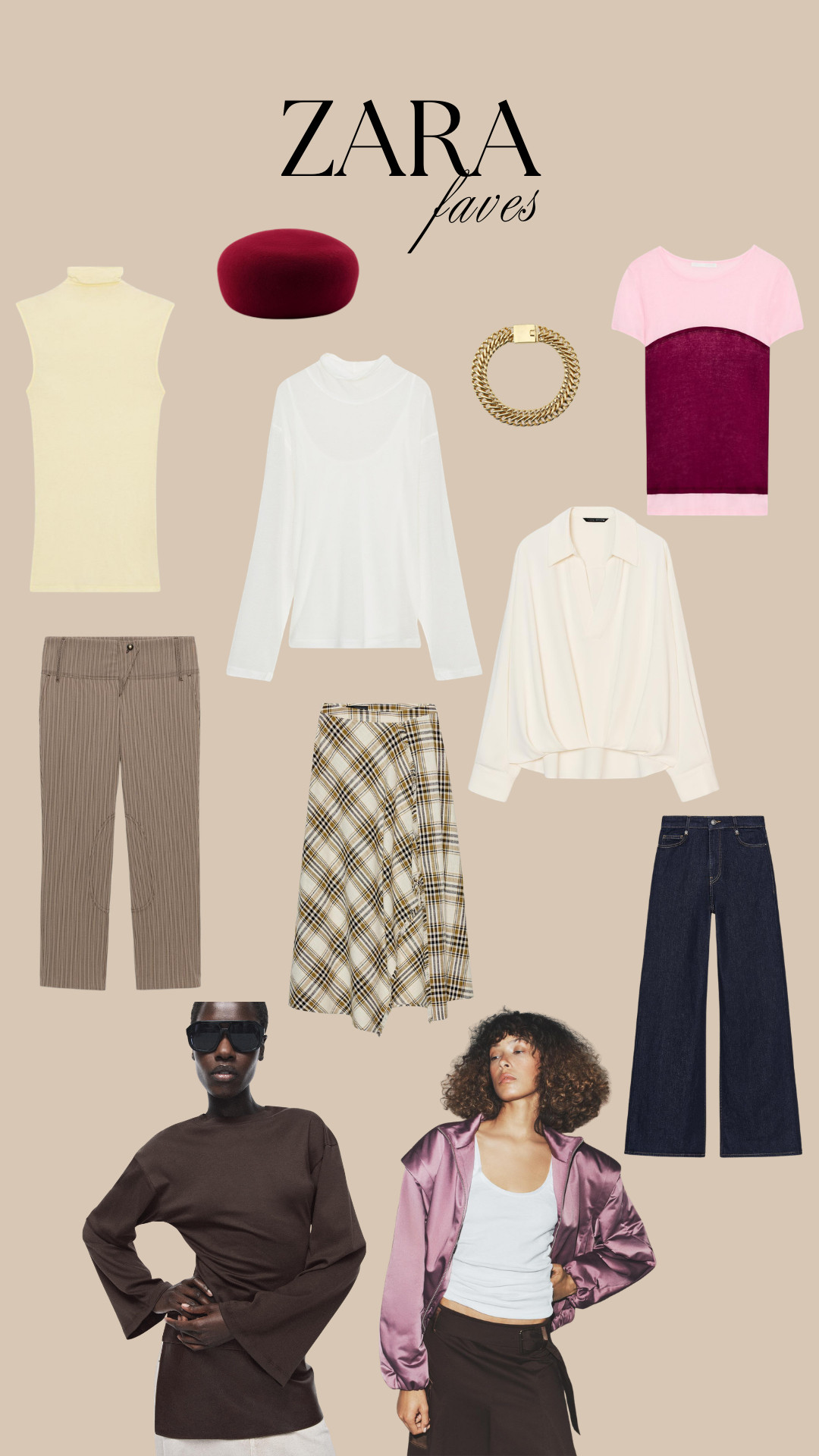 Zara New In Favs
Spring Colours, LTK Denim, Bomber Jacket, Pink & Red, Capris, Skullcap, White Shirt, Vest Top, Gold Accessories  

 #LTKuk #LTKspring #LTKeurope