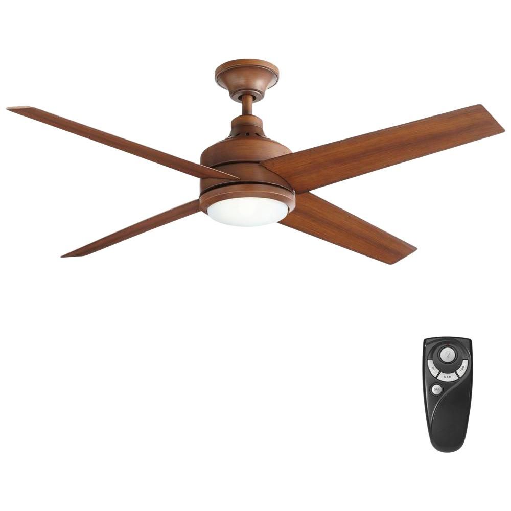 Mercer 52 in. LED Indoor Distressed Koa Ceiling Fan with Light Kit and Remote Control | The Home Depot
