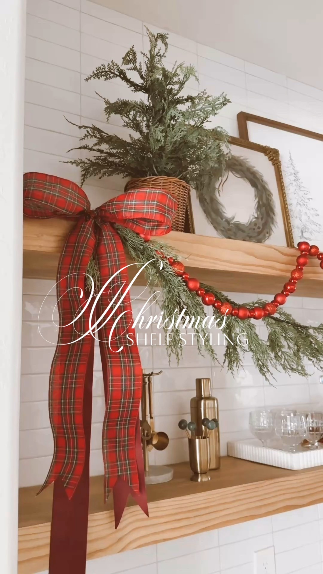 Christmas Shelf Styling ❤️🌲 #christmas #christmasdecor #traditionalchristmas 

#LTKHoliday #LTKHome #LTKSeasonal