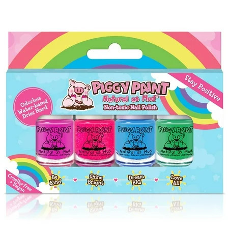 Piggy Paint Rainbow Stay Positive Box Set 4 mini 3.5 ml Nail Polishes for Kids | Walmart (US)