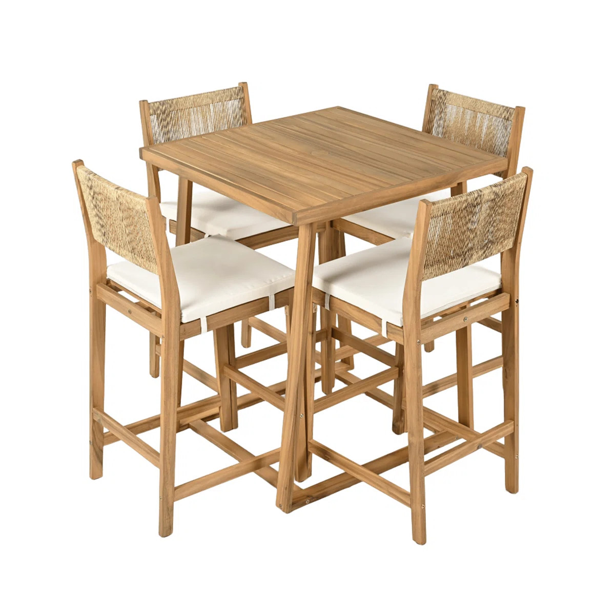 Alessandro Outdoor 5-Piece Acacia Wood Dining Set With Cushions | Wayfair North America