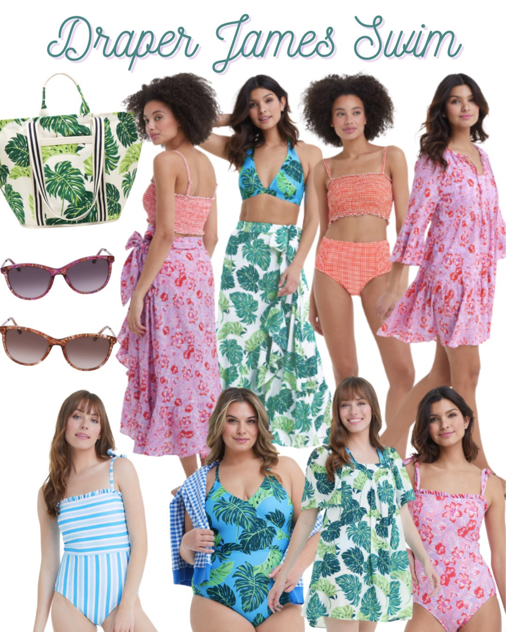 New Draper James Swimwear 🌴 one piece swimsuit, smocked bikini, takini, plus size swimsuit, swim coverup, sarong, palm print beach bag, preppy swimwear, colorful swimsuit, beach outfit, vacation outfit 

#LTKSeasonal #LTKswim