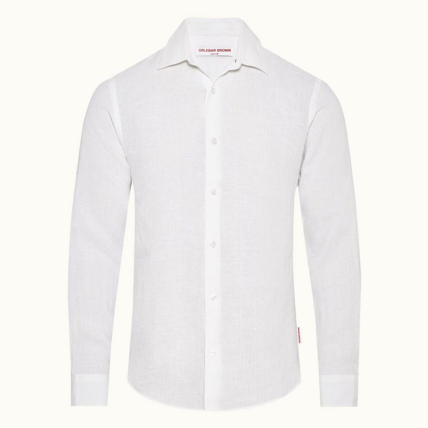 Giles Linen - White Tailored-Fit Shirt | Orlebar Brown | Orlebar Brown