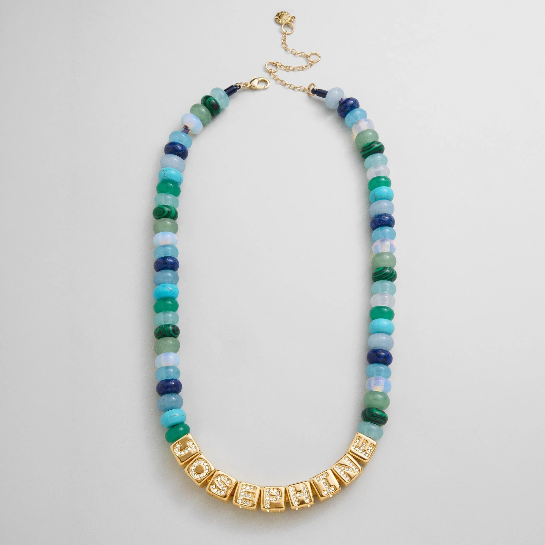 Block Letter Beaded Custom Necklace - Blue Multi | BaubleBar