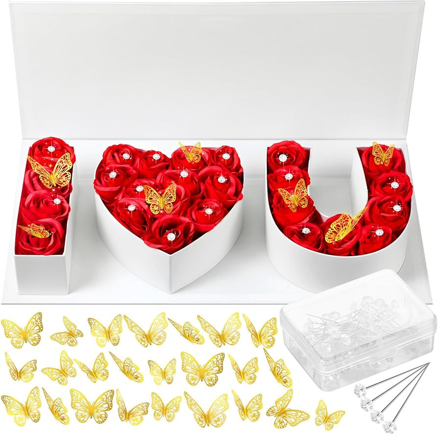Ireer I Love You Empty Flower Gift Box Mother's Day Letter Shaped Fillable Box with Plastic Liner... | Amazon (US)