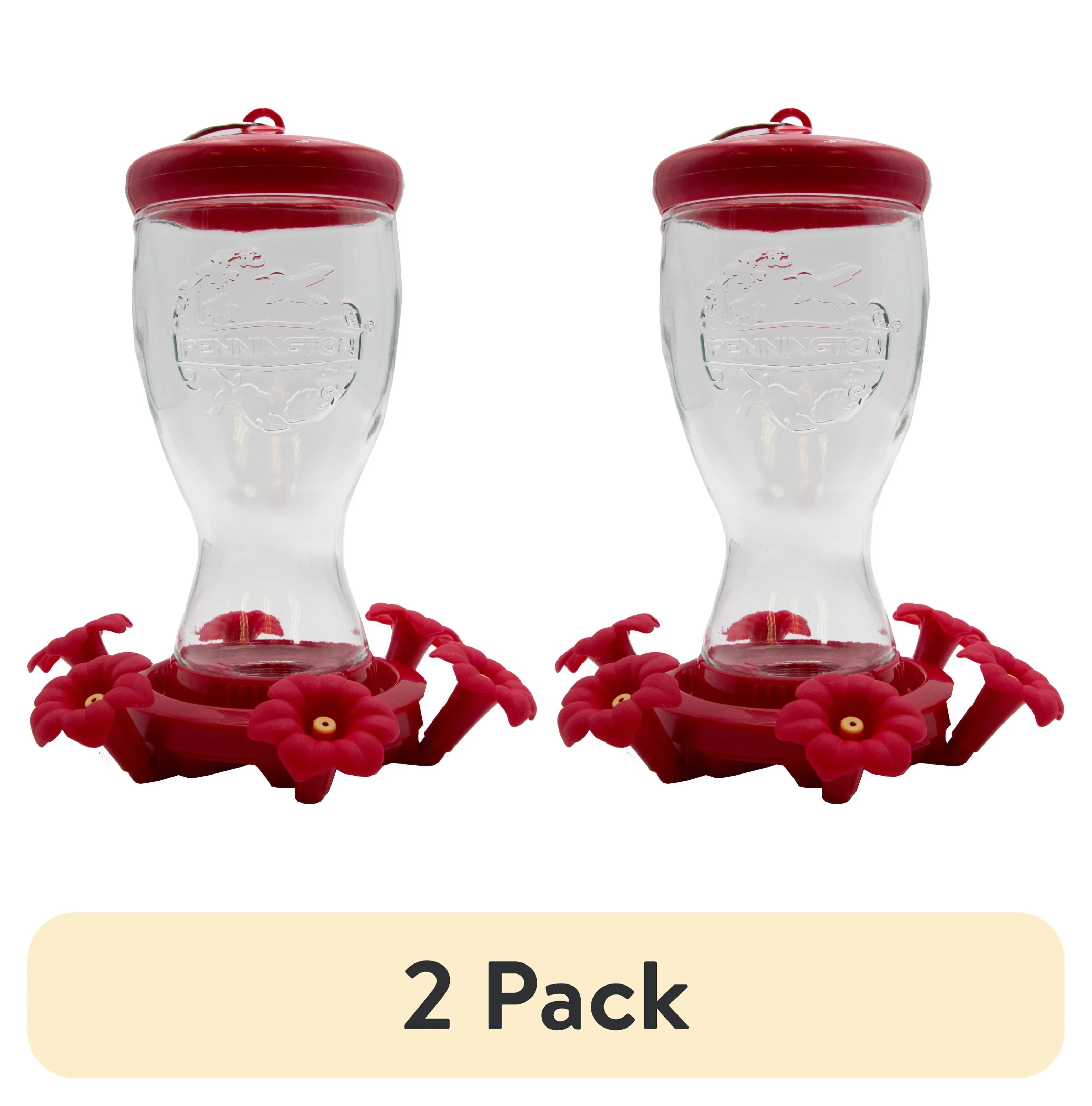 (2 pack) Pennington Sipper Glass Bottle Red Hummingbird Feeder, 28 oz Nectar Capacity | Walmart (US)