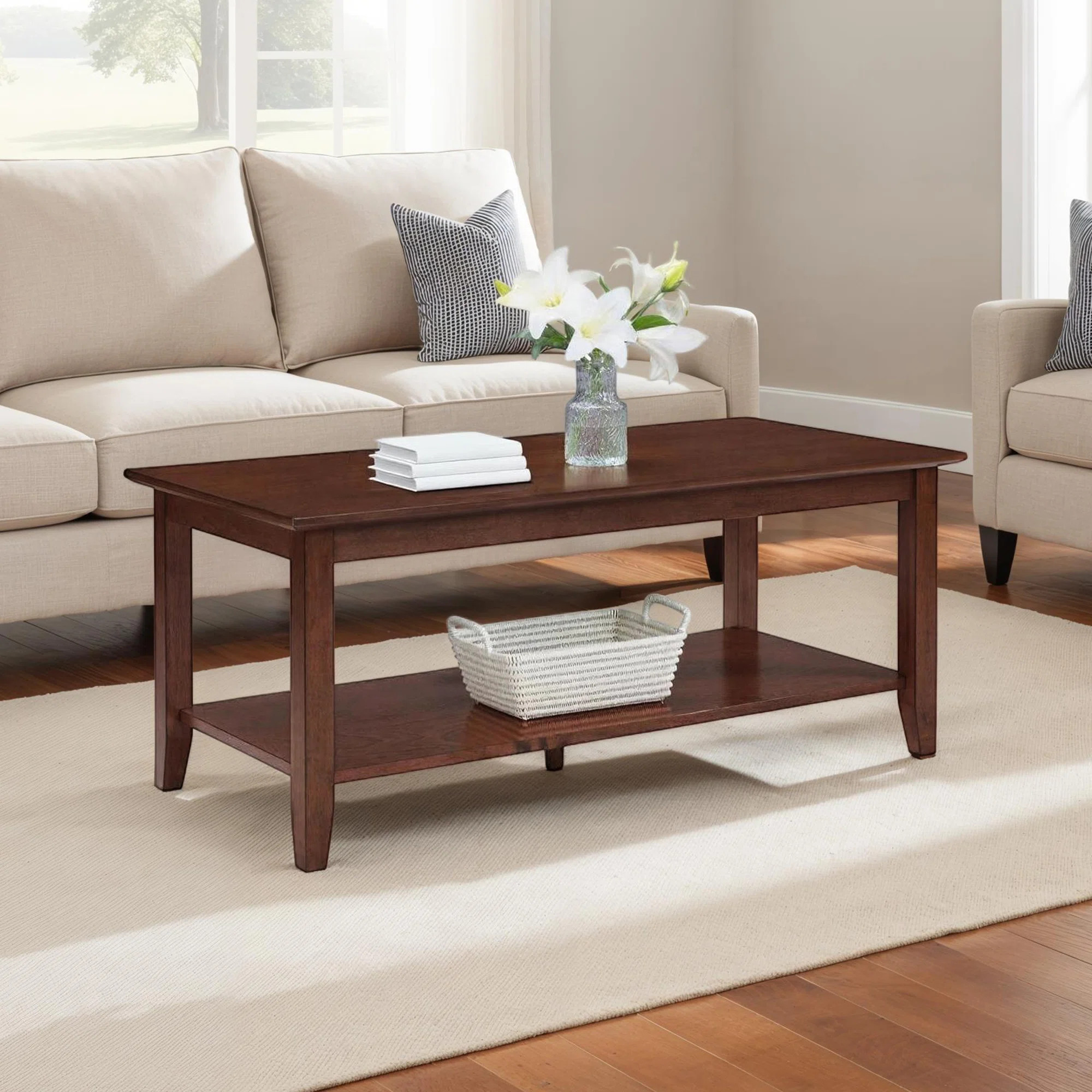 Winston Porter Winston American Heritage Rectangle Coffee Table with Shelf & Reviews | Wayfair | Wayfair North America