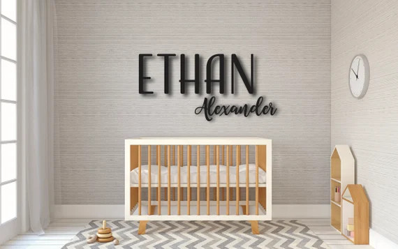 Custom wood name sign, Nursery name sign, first and middle name, 3D Nursery Name Sign, Wooden Nam... | Etsy (US)
