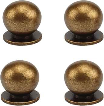 RZDEAL 4pcs 19MM Diameter Round Solid Brass Pulls Antique Cabinet Drawer Small Handles Modern Min... | Amazon (US)