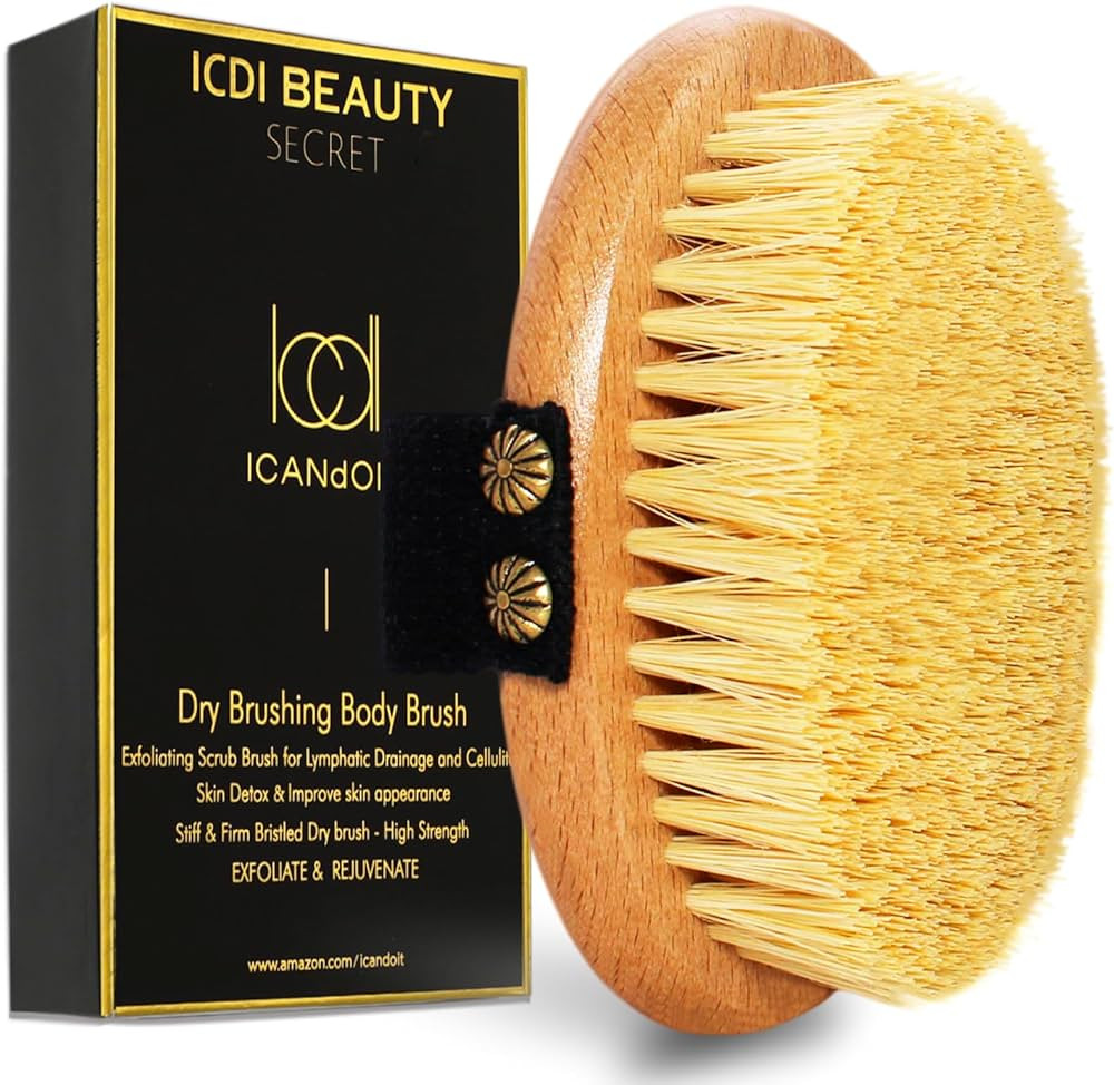 ICANdOIT Dry Brushing Body Brush-Stiff Sisal Bristles Dry Skin Brush,Exfoliating Massage Brush fo... | Amazon (US)