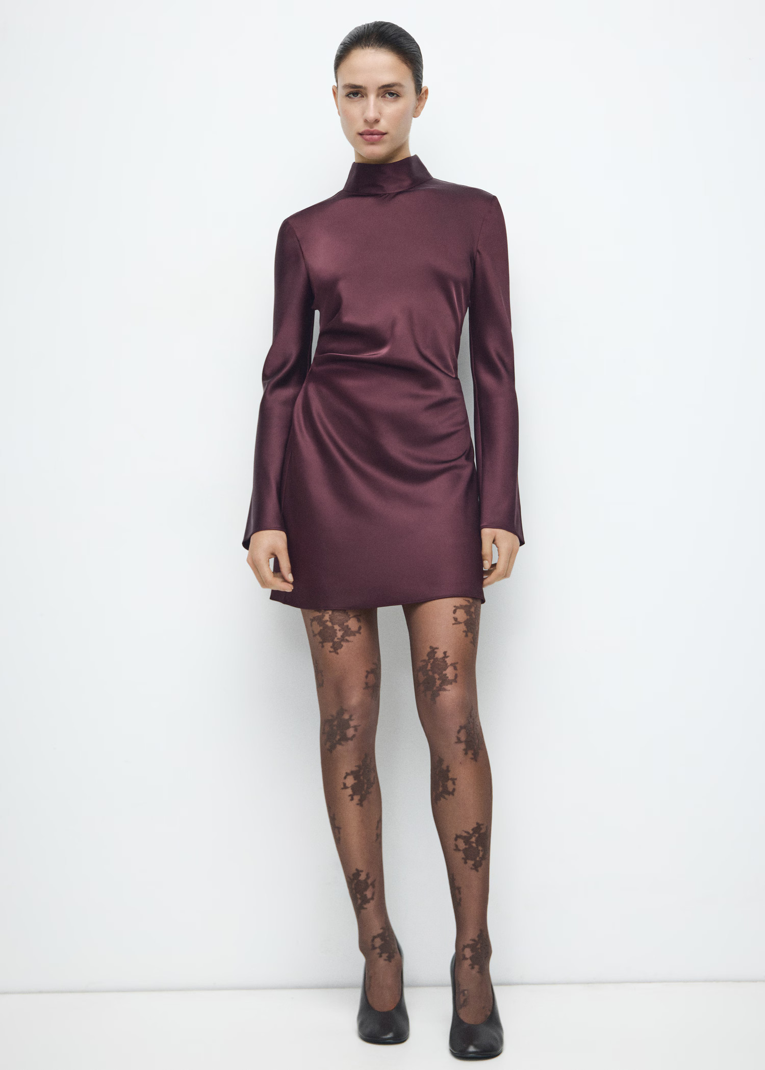 Satin dress with pleat detail | MANGO (UK)