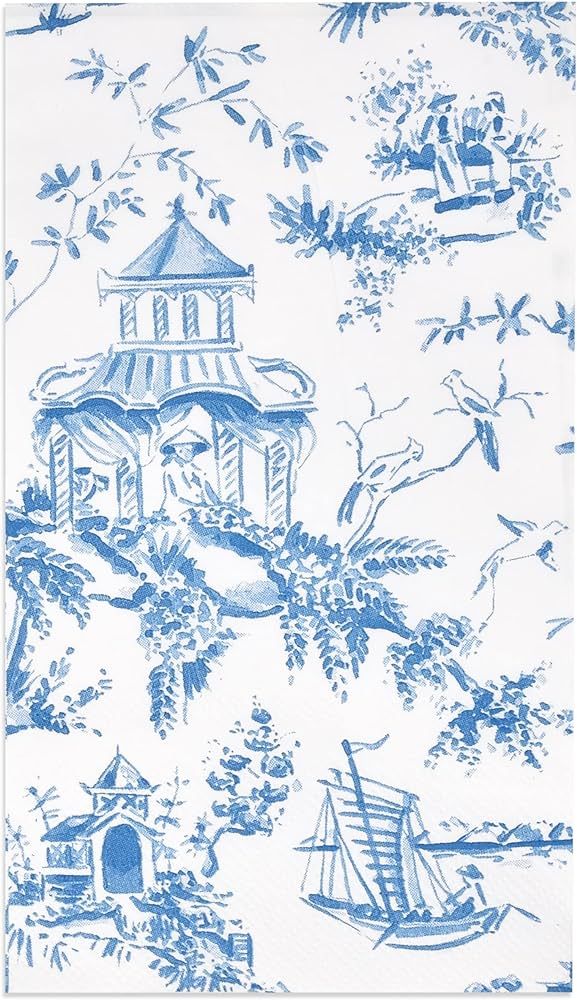 100 Blue Tuscan Guest Napkins Decorative Hand Towels 3 Ply Disposable Paper Tuscany Pagoda Napkin... | Amazon (US)