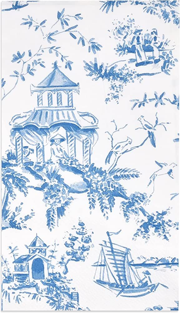100 Blue Tuscan Guest Napkins Decorative Hand Towels 3 Ply Disposable Paper Tuscany Pagoda Napkin... | Amazon (US)