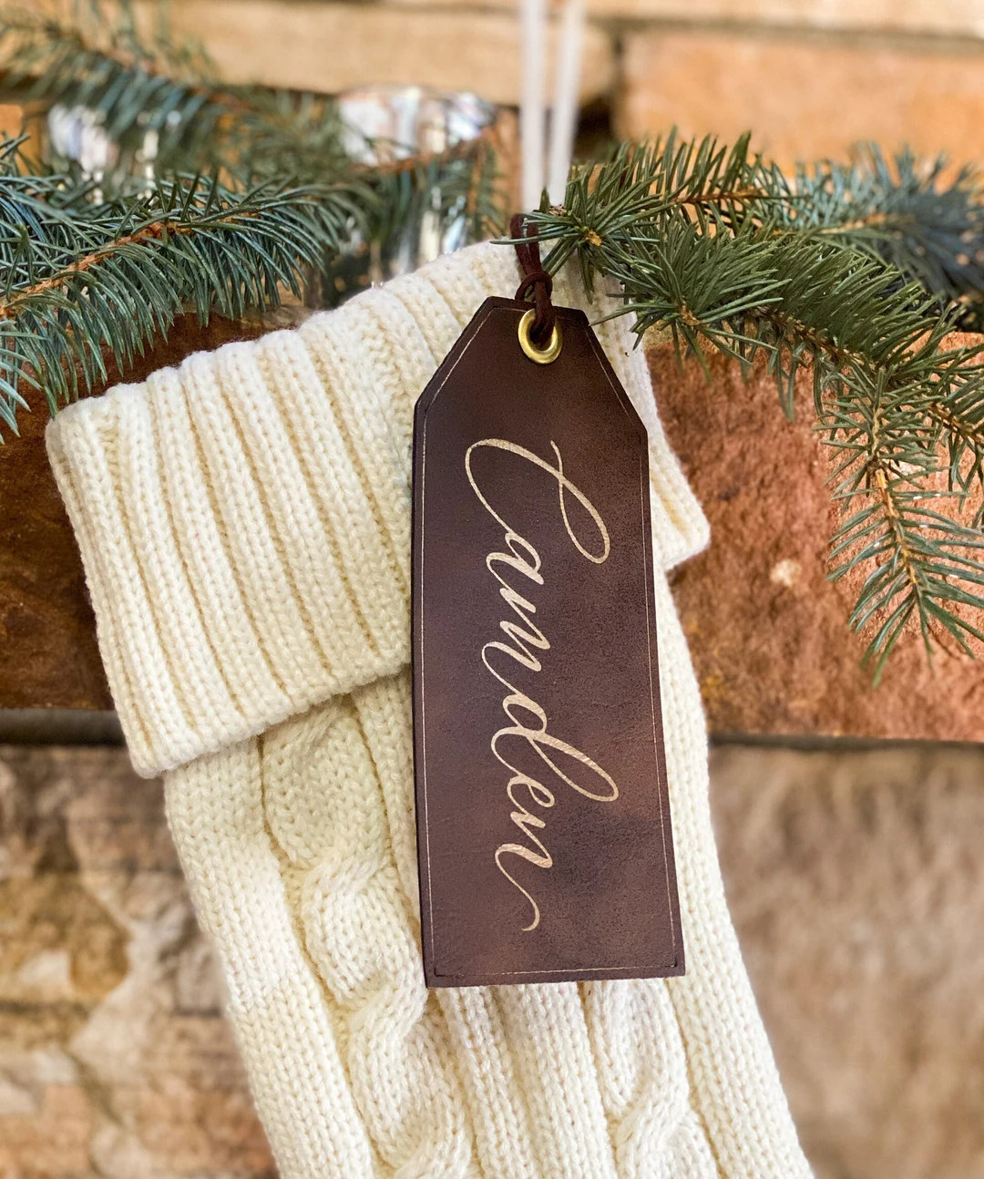 Stocking Tag Personalized Gift Tag Leather Gift Tag Custom - Etsy | Etsy (US)