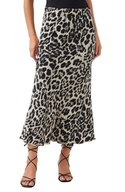 Karen Kane Leopard Print Bias Cut Midi Skirt at Nordstrom, Size Small | Nordstrom