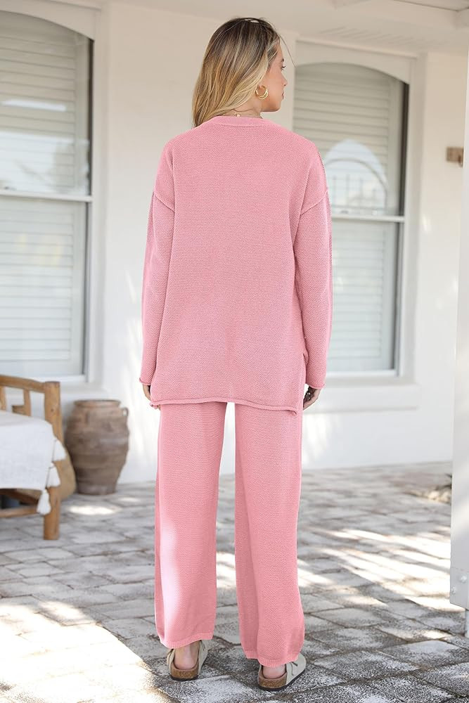 PRETTYGARDEN Women's 2 Piece Tracksuit Outfits 2023 Fall Knit Sweater And Wide Leg Pants Sweatsui... | Amazon (US)