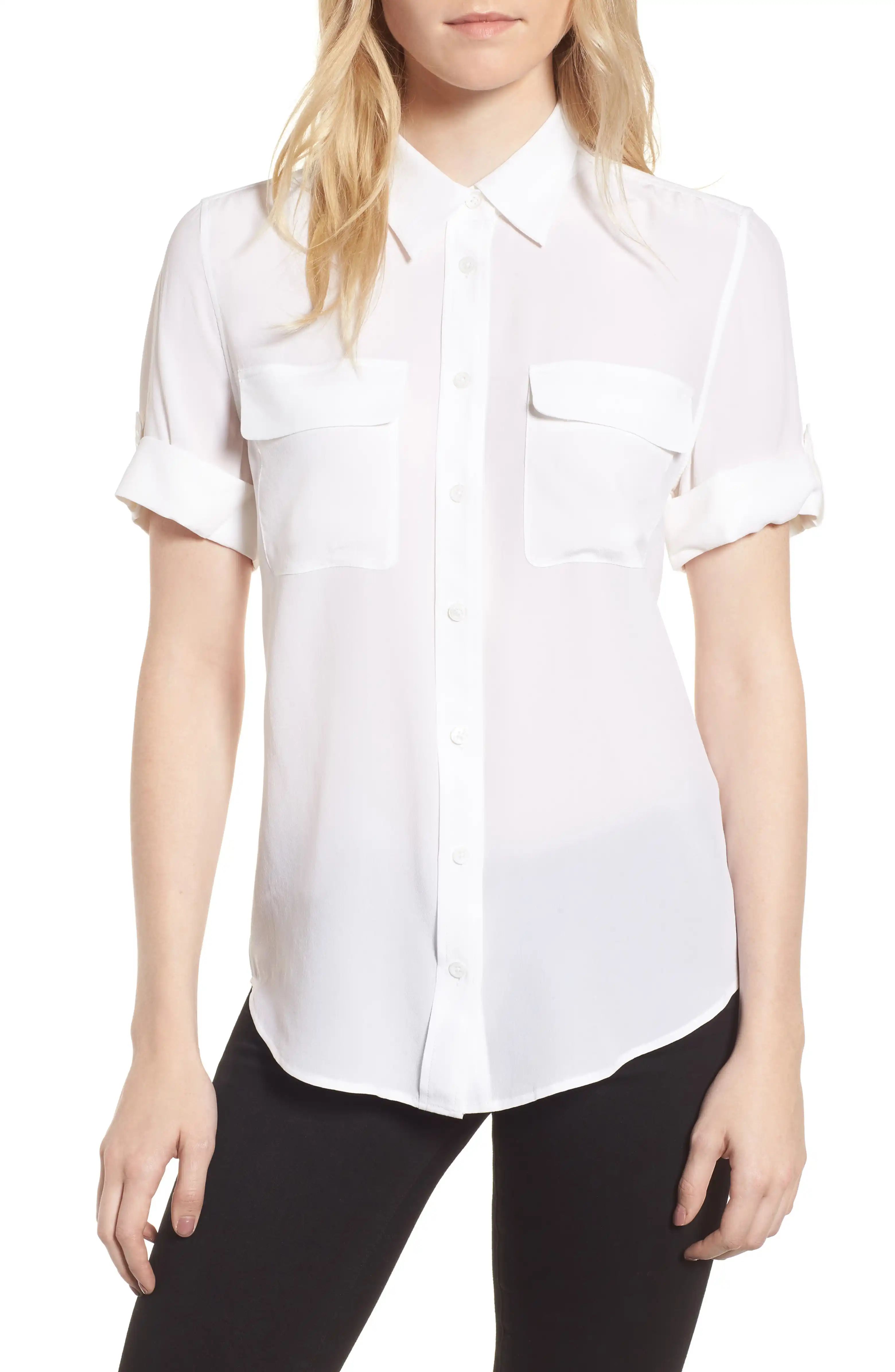 Slim Signature Short Sleeve Silk Shirt | Nordstrom