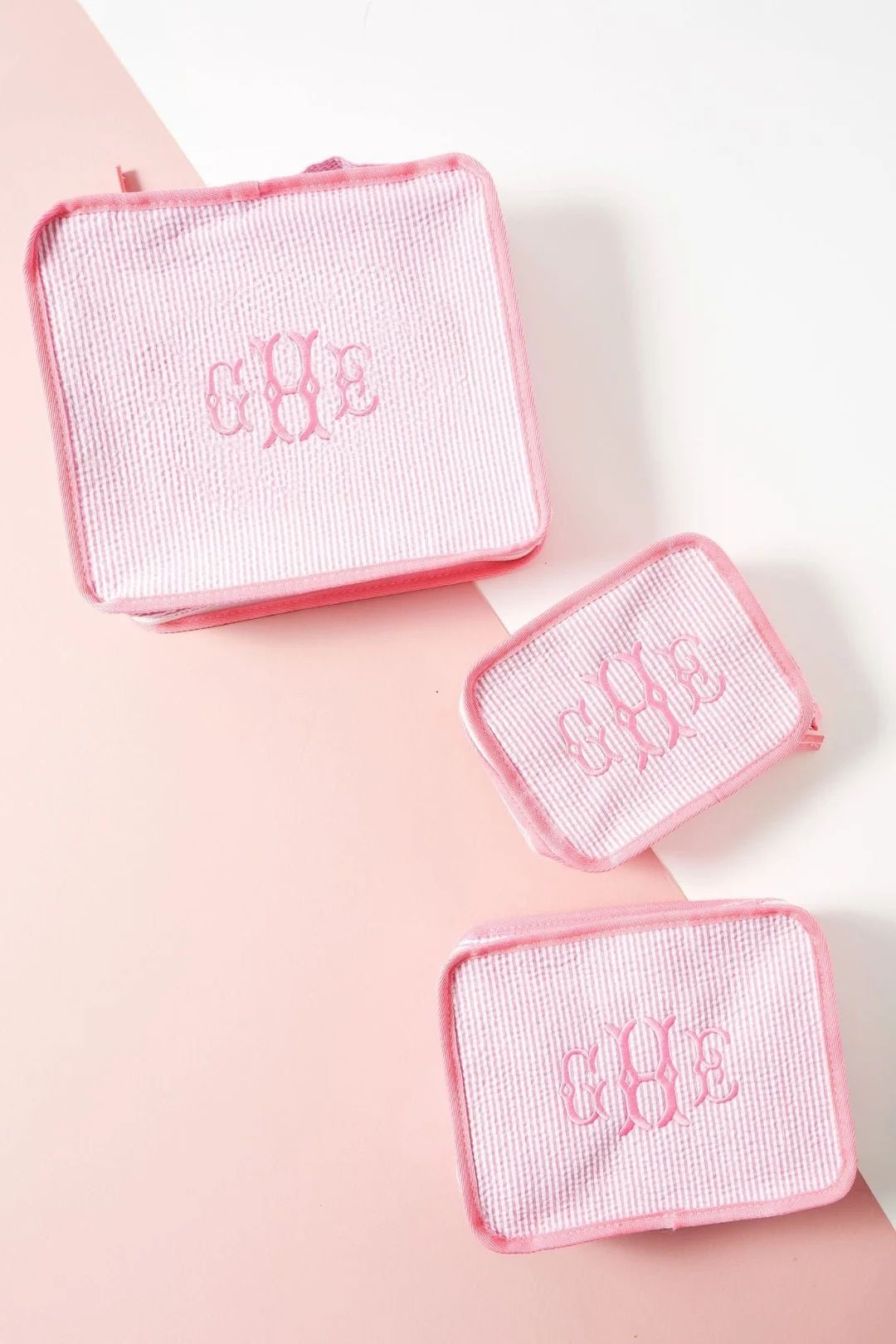 Embroidered Seersucker Packing Cubes set of 3 - Etsy | Etsy (US)