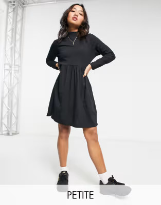 Brave Soul Petite lizzie high neck smock dress in black | ASOS (Global)