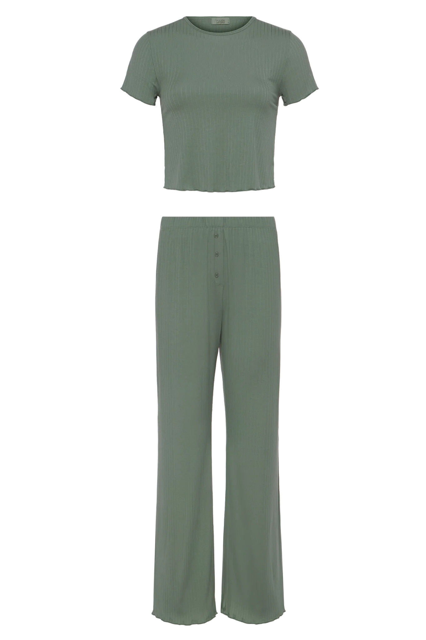 Mini Rib Pajama Set | Agave | nuuds