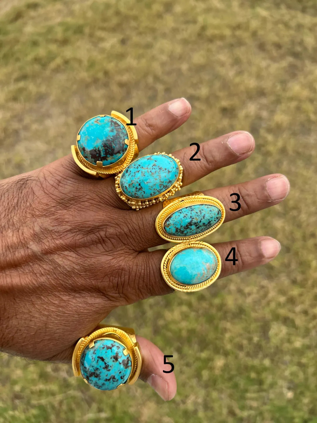 Natural Turquoise Adjustable Ring | High Quality Non-tarnish 18 K Gold Overlay | Protection & Ser... | Etsy (US)