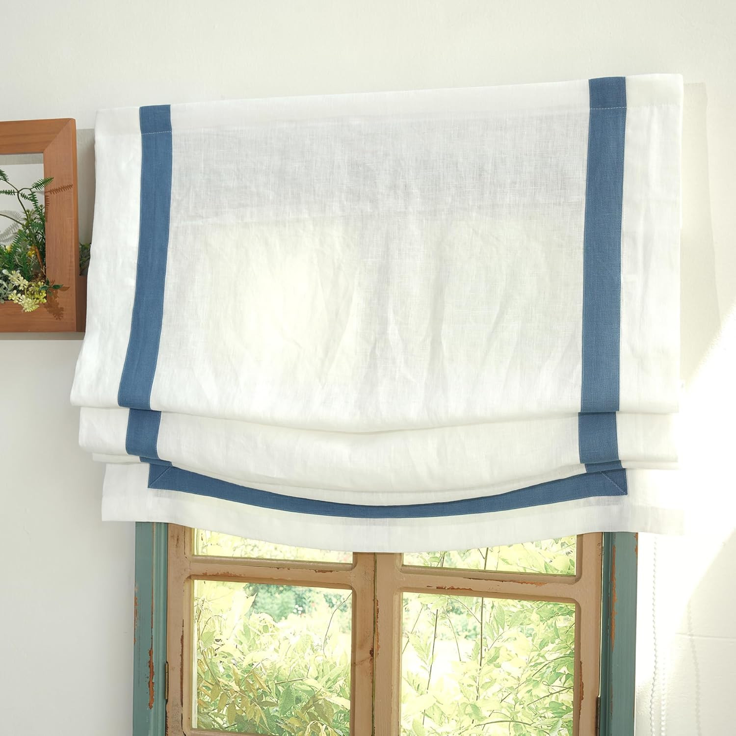 FANXINCAIWEI Roman Shades: Premium Handmade Relaxed Natual Linen for Windows - Custom Fabric Wind... | Amazon (US)