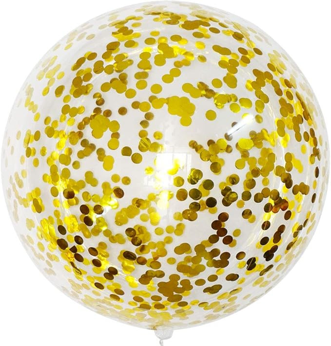 24 inch Large Gold Confetti Balloons, 5 Pcs Clear Bobo Bubble Balloons for Party Decoration or Fe... | Amazon (US)