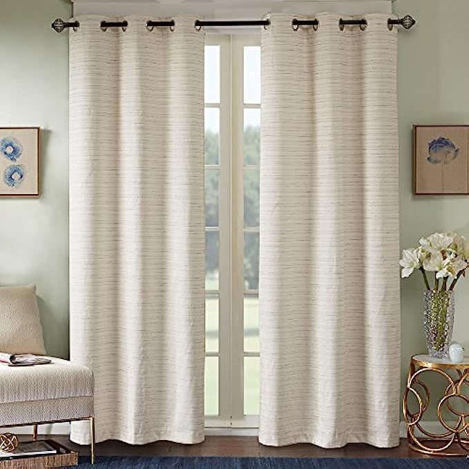 Comfort Spaces Grasscloth Window Curtain Pair/Set of 2 Panels - Ivory - 40x84 inch panel - Foamback  | Amazon (US)