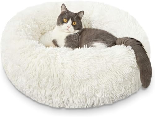 Creamy Faux Fur Cat & Dog Beds - Washable, Anti-Anxiety, Round Plush, 20/24 inches, Thick Bottom | Amazon (US)