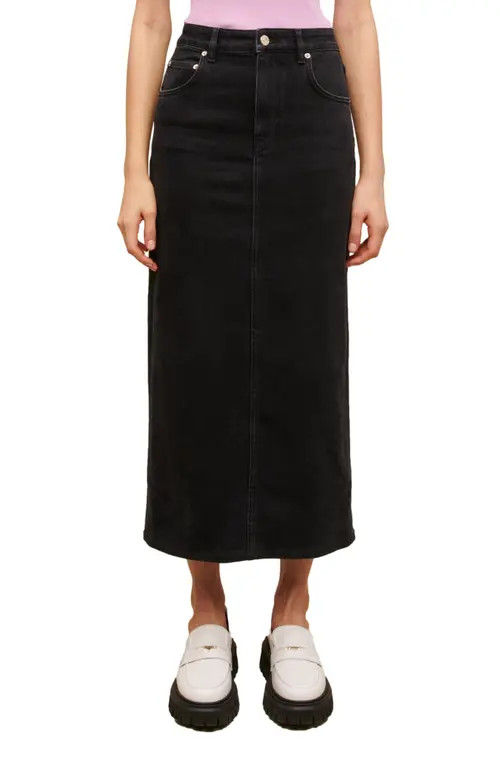 maje Jextra Long Denim Skirt in Black at Nordstrom, Size 8 Us | Nordstrom