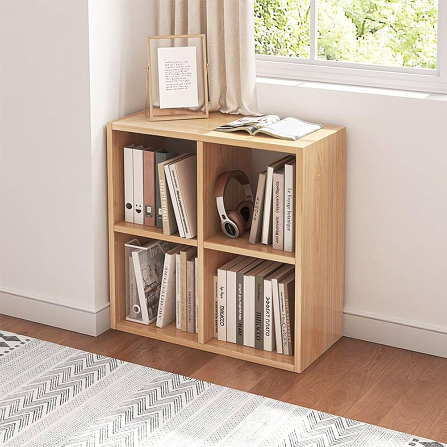 4 Cube Organizer Bookcase - Fabric Storage Bins Container, Open Shelf Simple Compartments Bookshe... | Amazon (US)