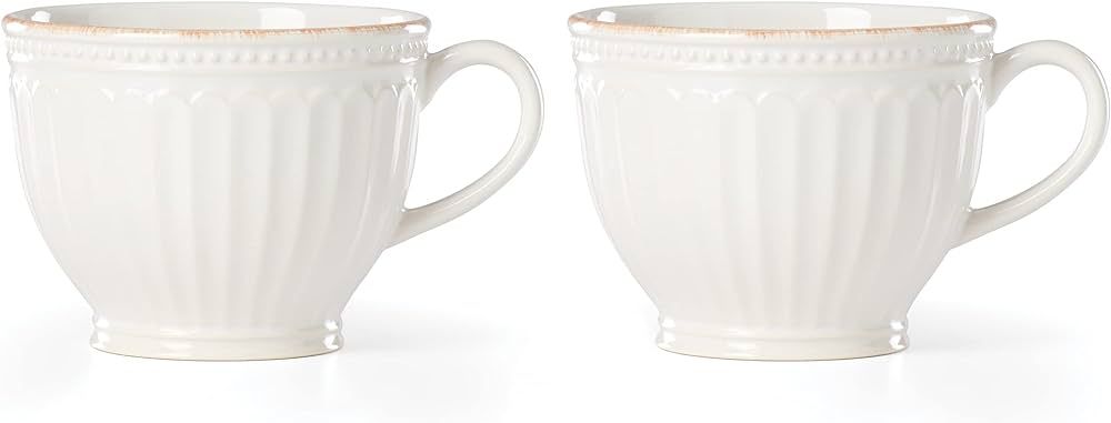 Lenox French Perle Groove 2-Piece Latte Mug Set, 2.30 LB, White | Amazon (US)