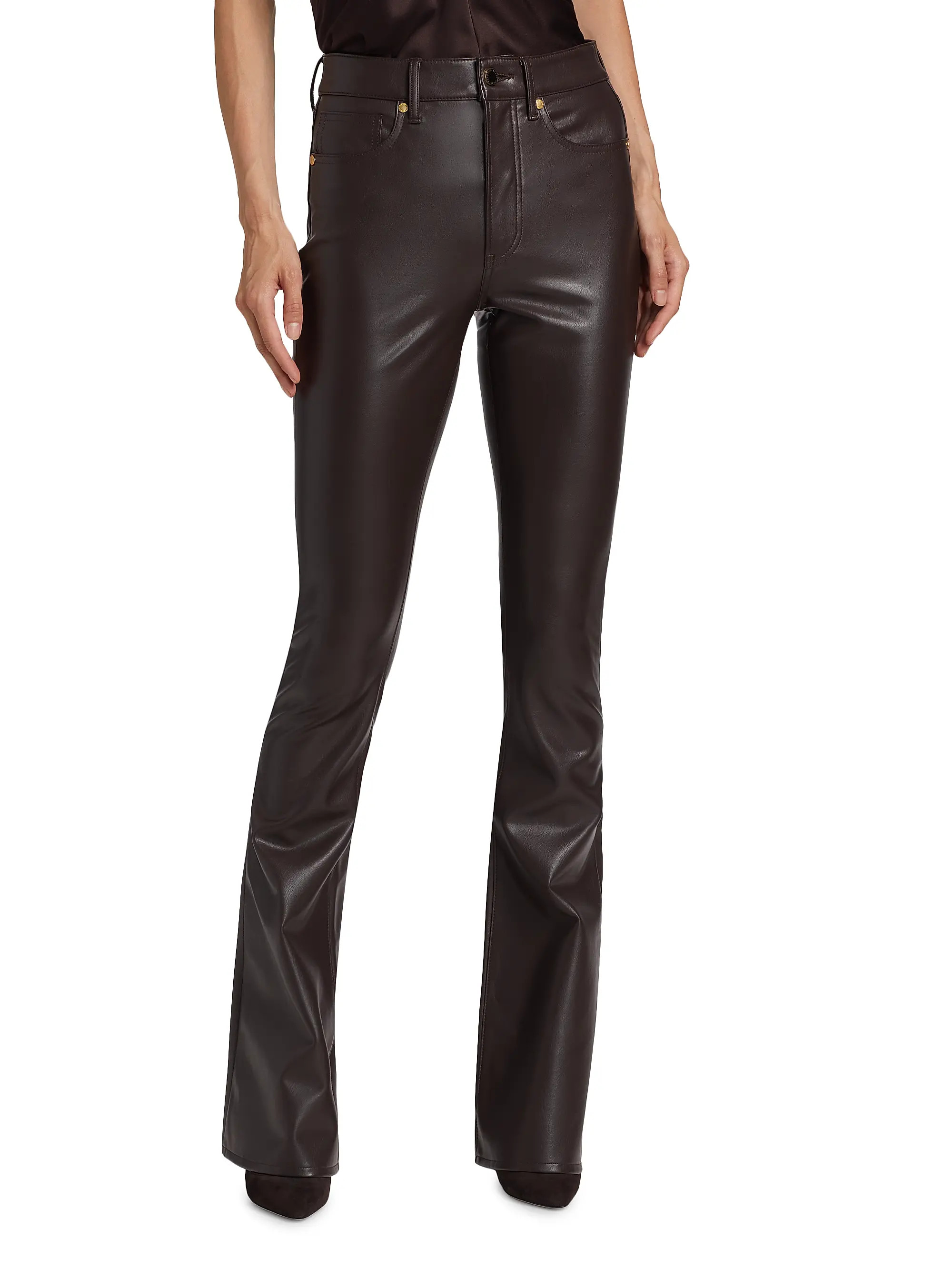 Veronica BeardBeverly High-Rise Faux-Leather Flare Jeans | Saks Fifth Avenue