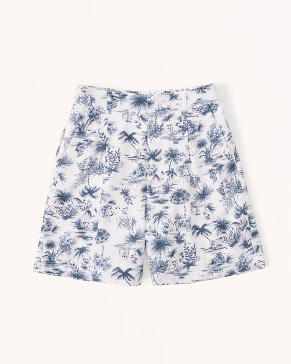 6 Inch Linen-Blend Tailored Shorts | Abercrombie & Fitch (US)